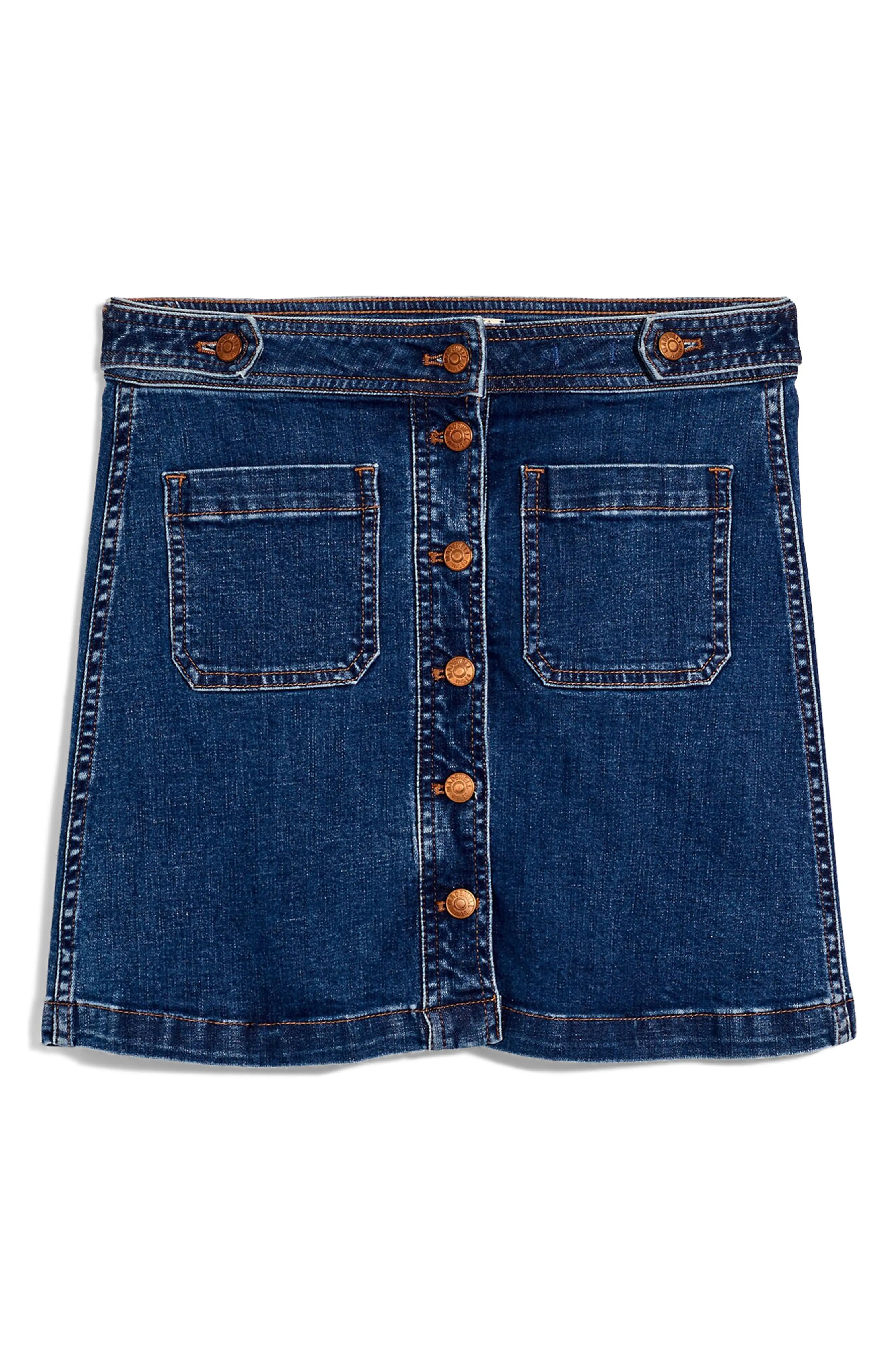 Patch Pocket A-Line Stretch Denim Miniskirt | Nordstrom