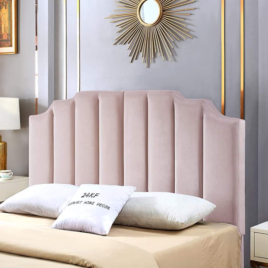 24KF Velvet Upholstered Tufted Queen Headboard Full Headboard with Vertical Channel Design Queen/... | Amazon (US)