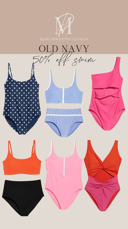 50% off swim at Old Navy today! Half off bathing suits including one piece bathing suits, bikinis, high waisted bikinis, tankinis, and swim dresses. Patriotic beach outfit, summer uniform, vacation outfit.

#LTKSaleAlert #LTKSeasonal #LTKFindsUnder50