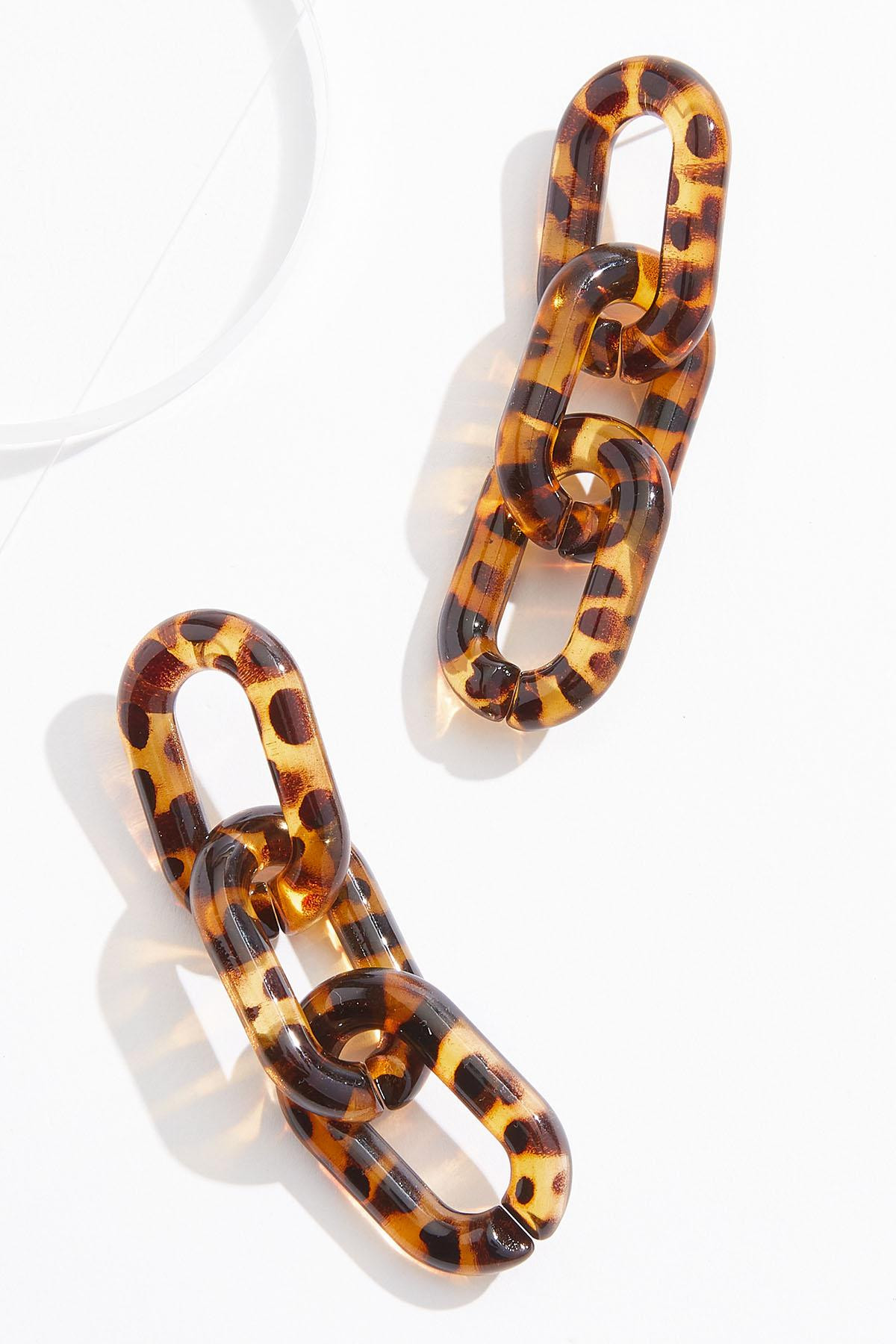 Leopard Lucite Link Dangly Earrings | Cato Fashions