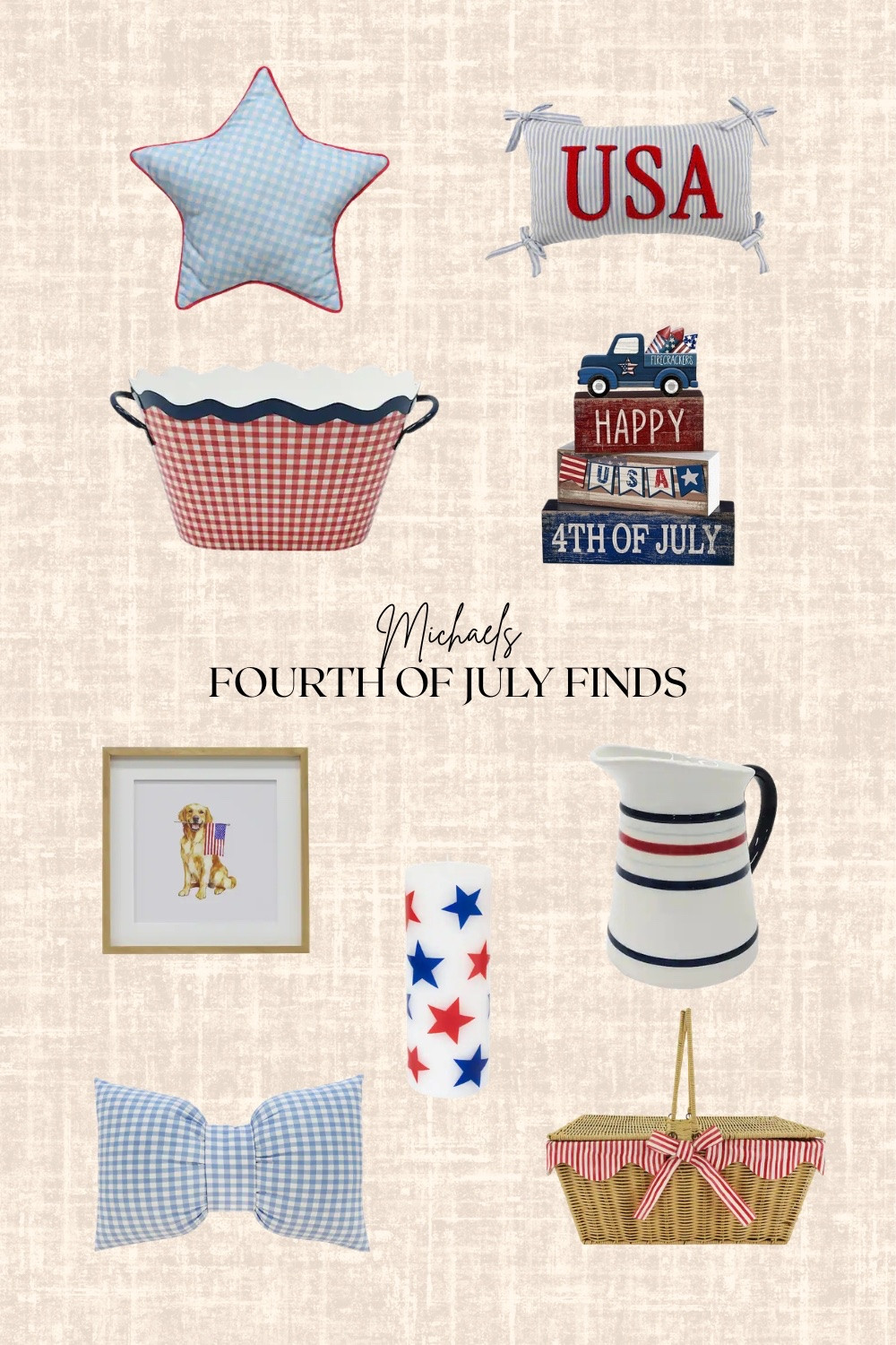 Michaels Fourth of July Finds!

Picnic basket, frame, pillows, candle, Red blue and white finds, memorial day finds

#LTKsummer #LTKhome #LTKsale