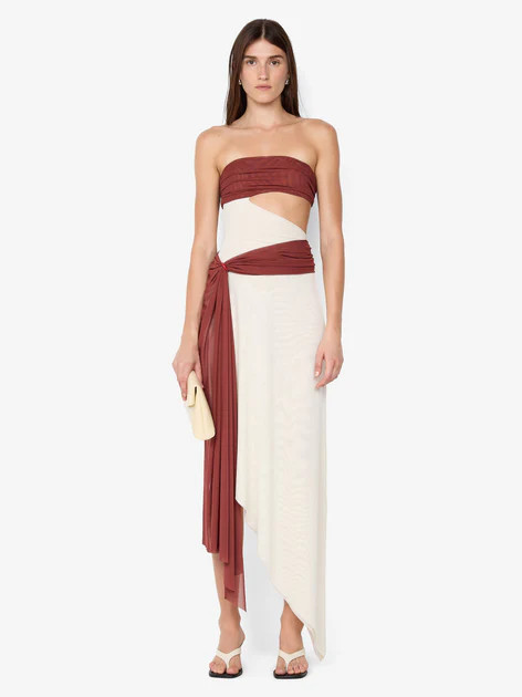 AYLA STRAPLESS DRESS - RUST / BUTTER CREAM | Bec & Bridge (Global)