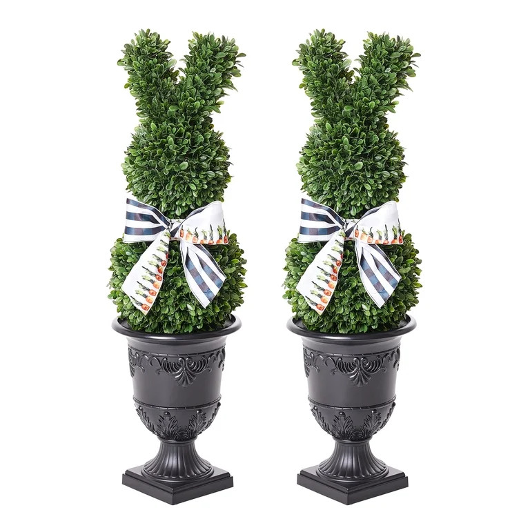 DR.Planzen 2 Pack 40-inch Easter Bunny Artificial Topiary in Decorative Urn Planter with Bow, UV-... | Walmart (US)