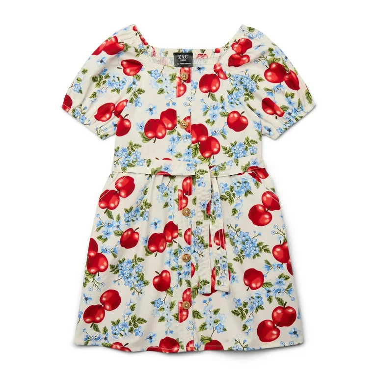 Zac Kids Girls Apple Print Dress with Sash Belt, Sizes 4-18 | Walmart (US)