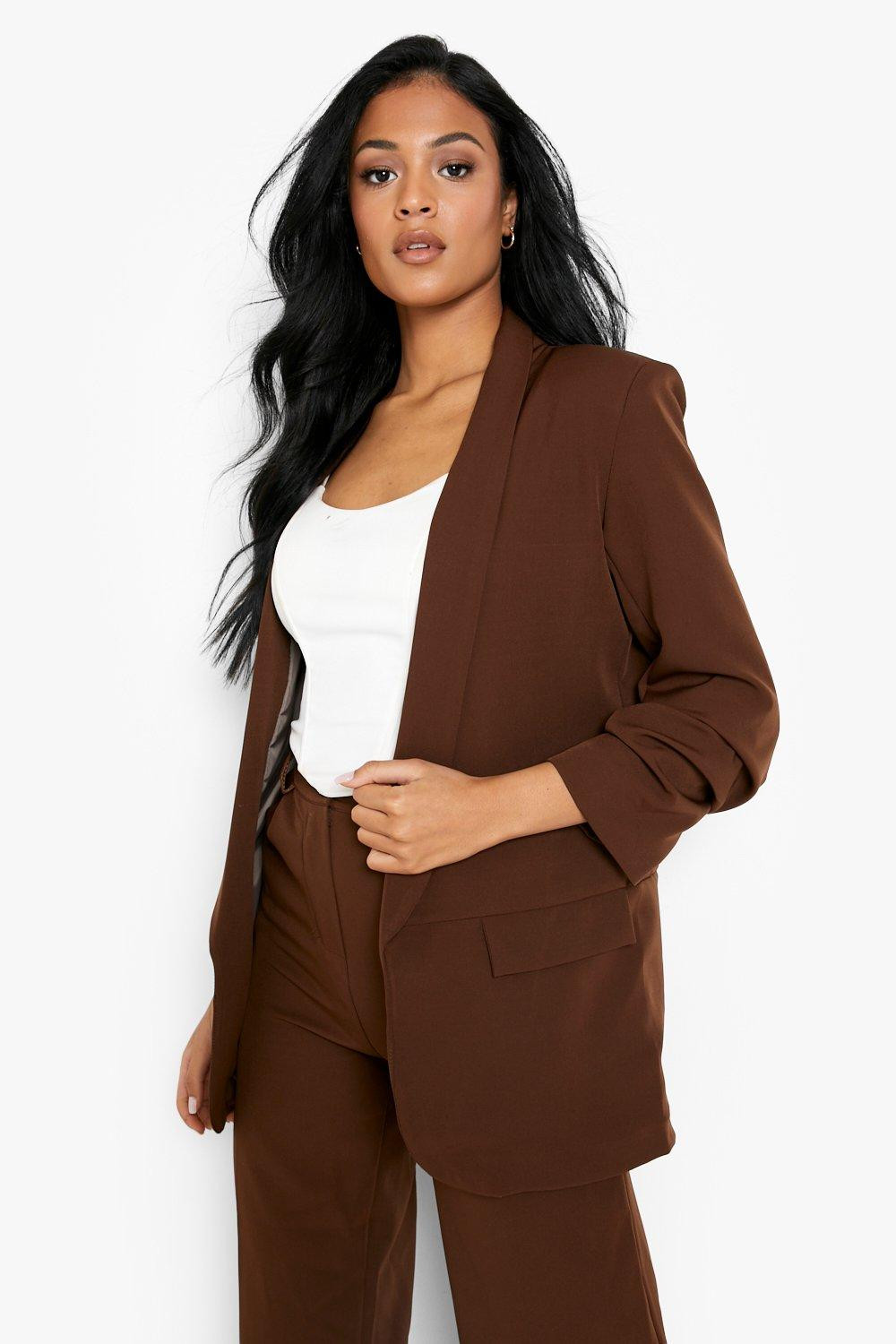 Tall Ruche Sleeve Blazer | Boohoo.com (UK & IE)