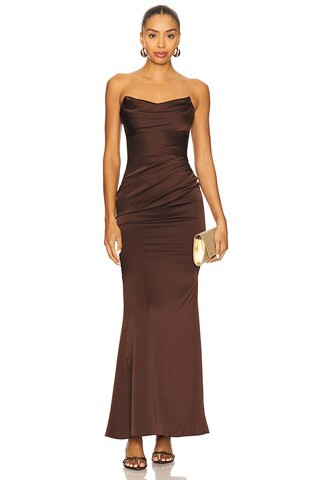 Katie May Taylor Gown in Chocolate Brown from Revolve.com | Revolve Clothing (Global)