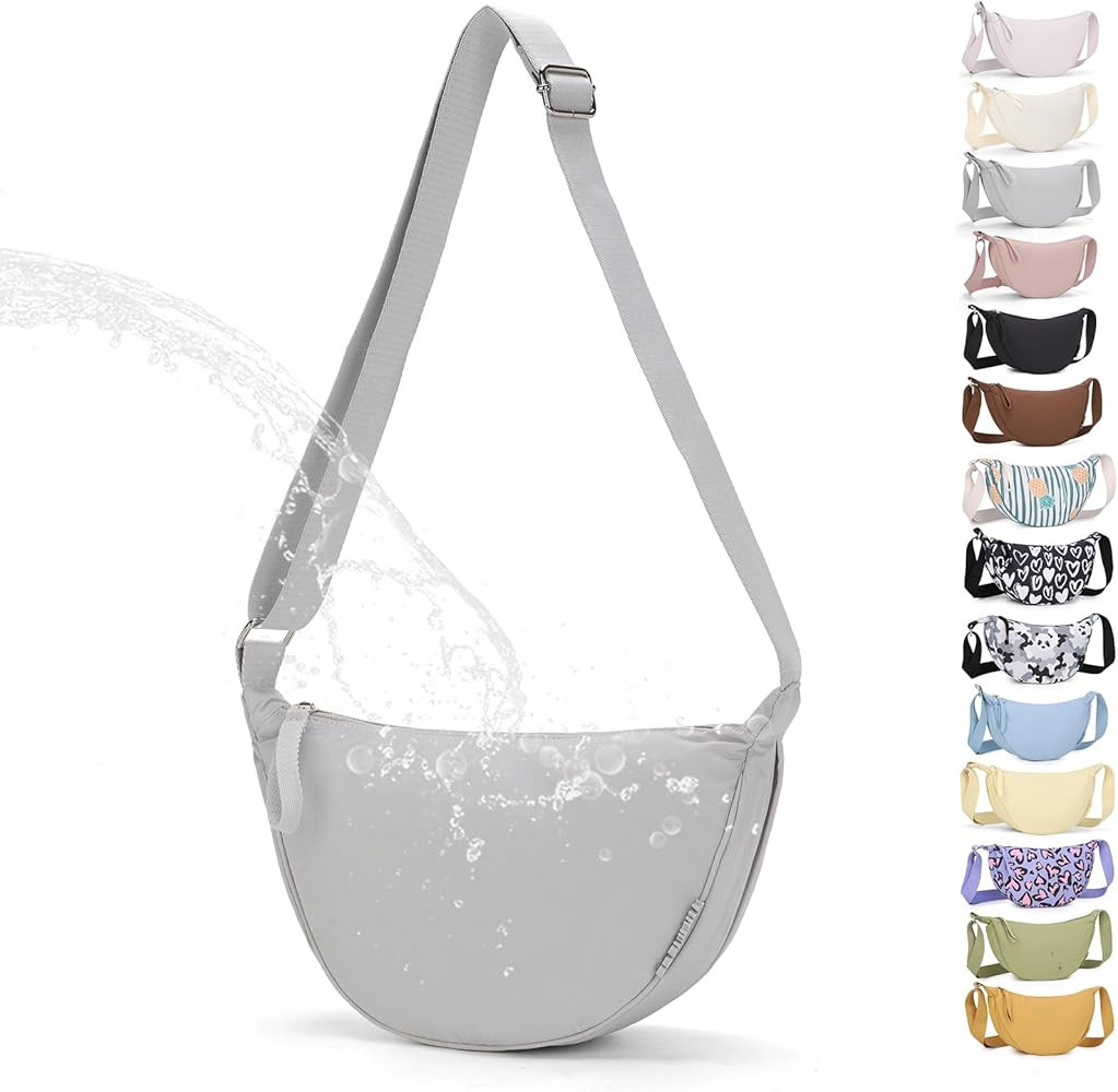 Small Nylon Crescent Crossbody Bag for Women Men Trendy, Waterproof Crescent Sling, Lightweight T... | Amazon (US)