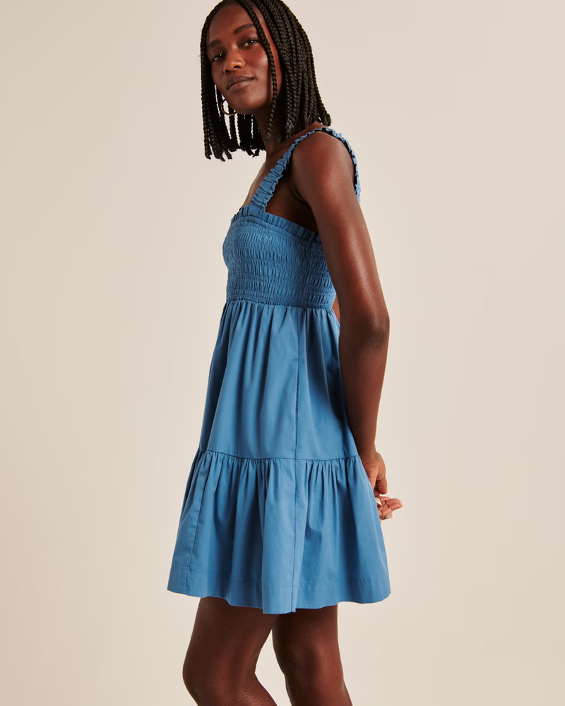 Women's Smocked Bodice Easy Mini Dress | Women's New Arrivals | Abercrombie.com | Abercrombie & Fitch (US)