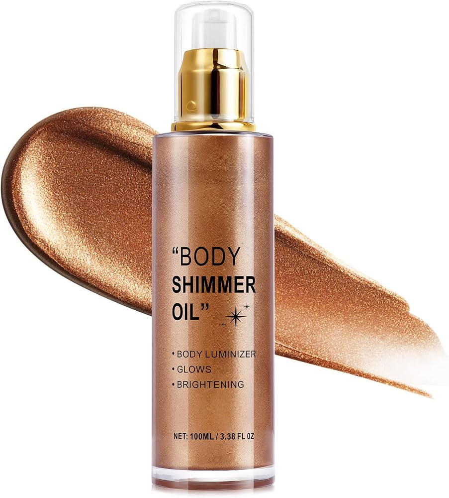 Shimmer Body Oil 100ml, Moisturizing Long Lasting Luminizer, Waterproof Liquid Illuminator Glow, ... | Amazon (US)