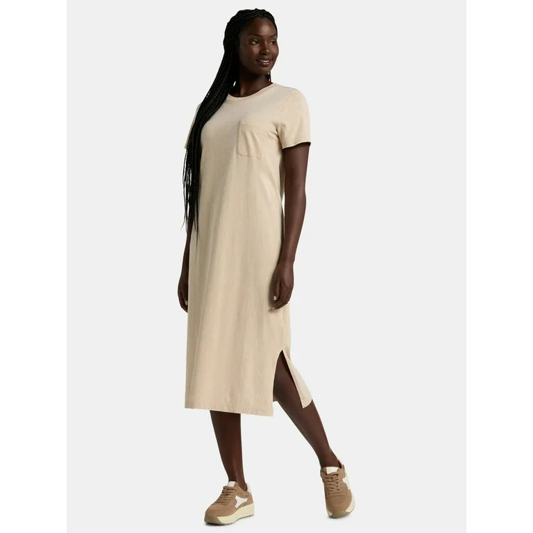 Time and Tru Women's Cotton Midi T-Shirt Dress, Sizes XS-XXXL | Walmart (US)