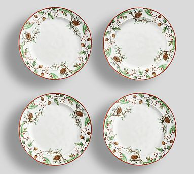 Forest Gnome Pinecone Stoneware Dinner Plates - Set of 4 | Pottery Barn (US)