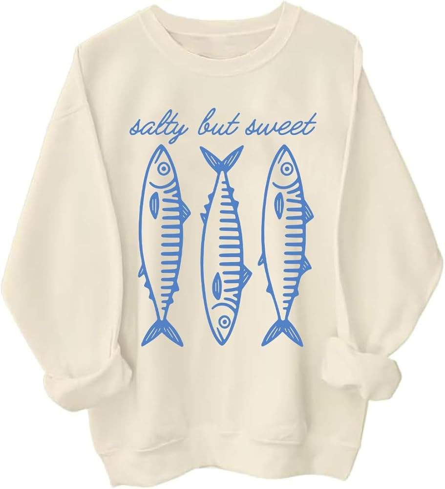 Sardines Sweatshirt Salty But Sweet Hoodie Funny Sardines Graphic Pullover Hoodie | Amazon (US)