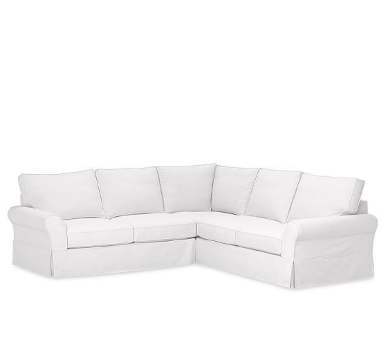 PB Comfort Roll Arm Slipcovered 3-Piece L-Shaped Sectional with Corner | Pottery Barn (US)