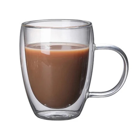 Double Wall Coffee Mugs With Handle Drinking Insulation Glass Tea Cup Gift Drinkware Milk | Walmart (US)