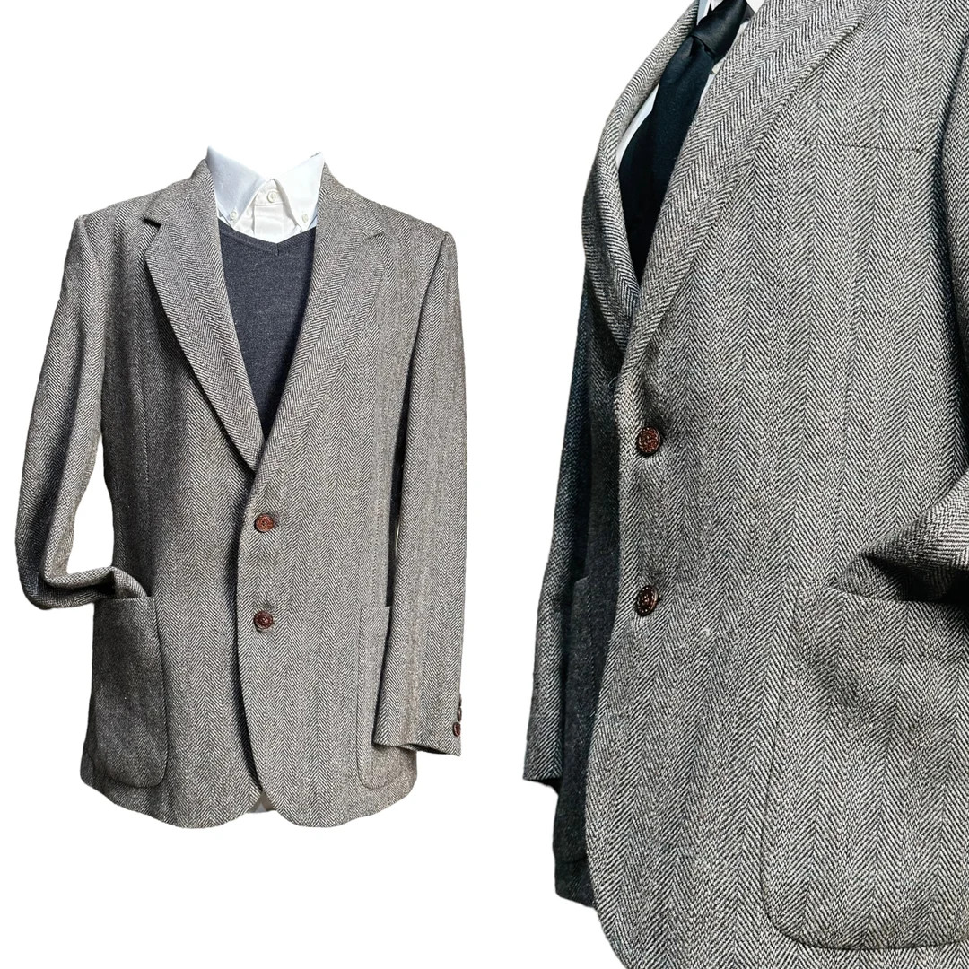 Yves Saint Laurent Wool Herringbone Sport Coat Mens Brown Vintage 80s Jacket, Vtg YSL Alpaca Twee... | Etsy (CAD)
