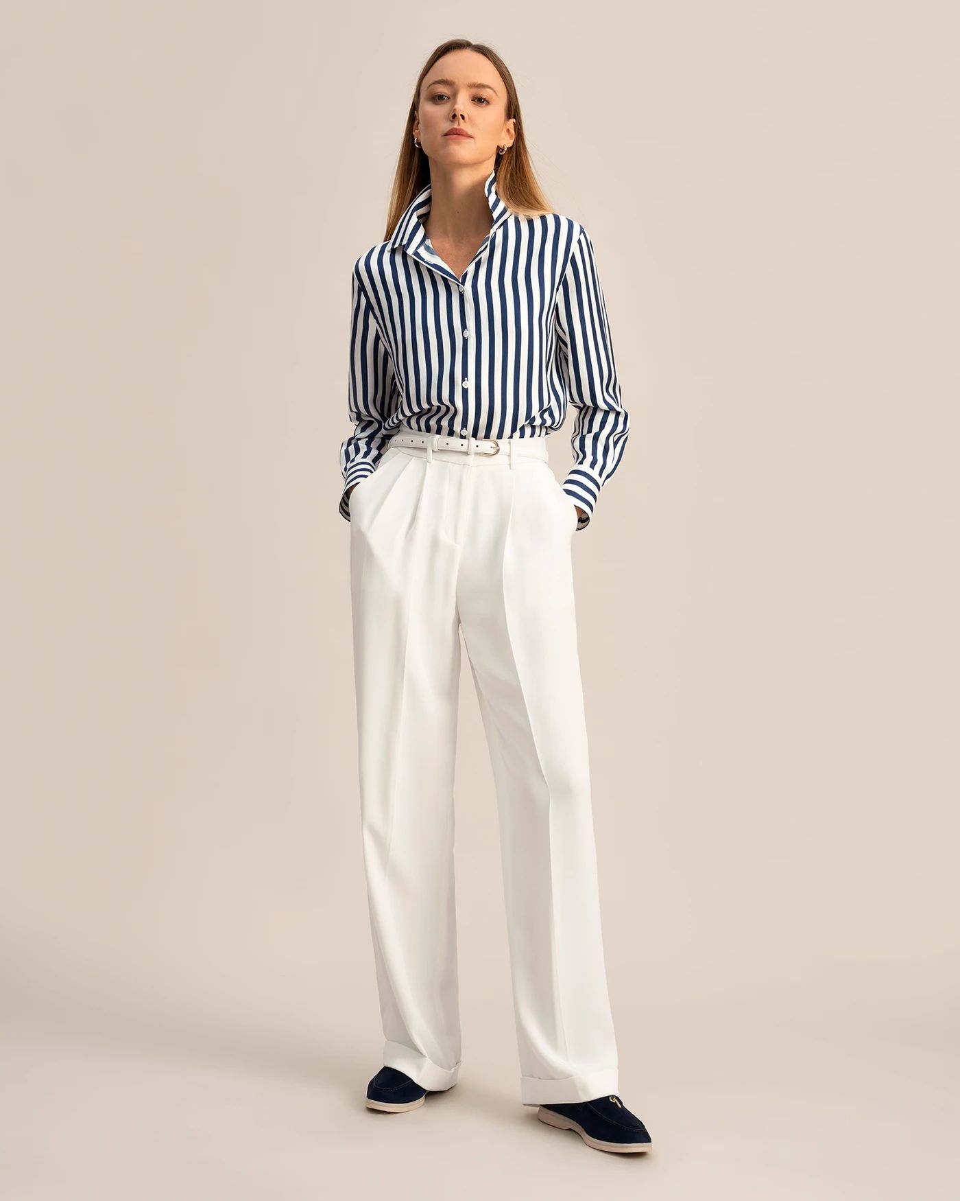 The Amalfi Stripe Silk Shirt | LilySilk