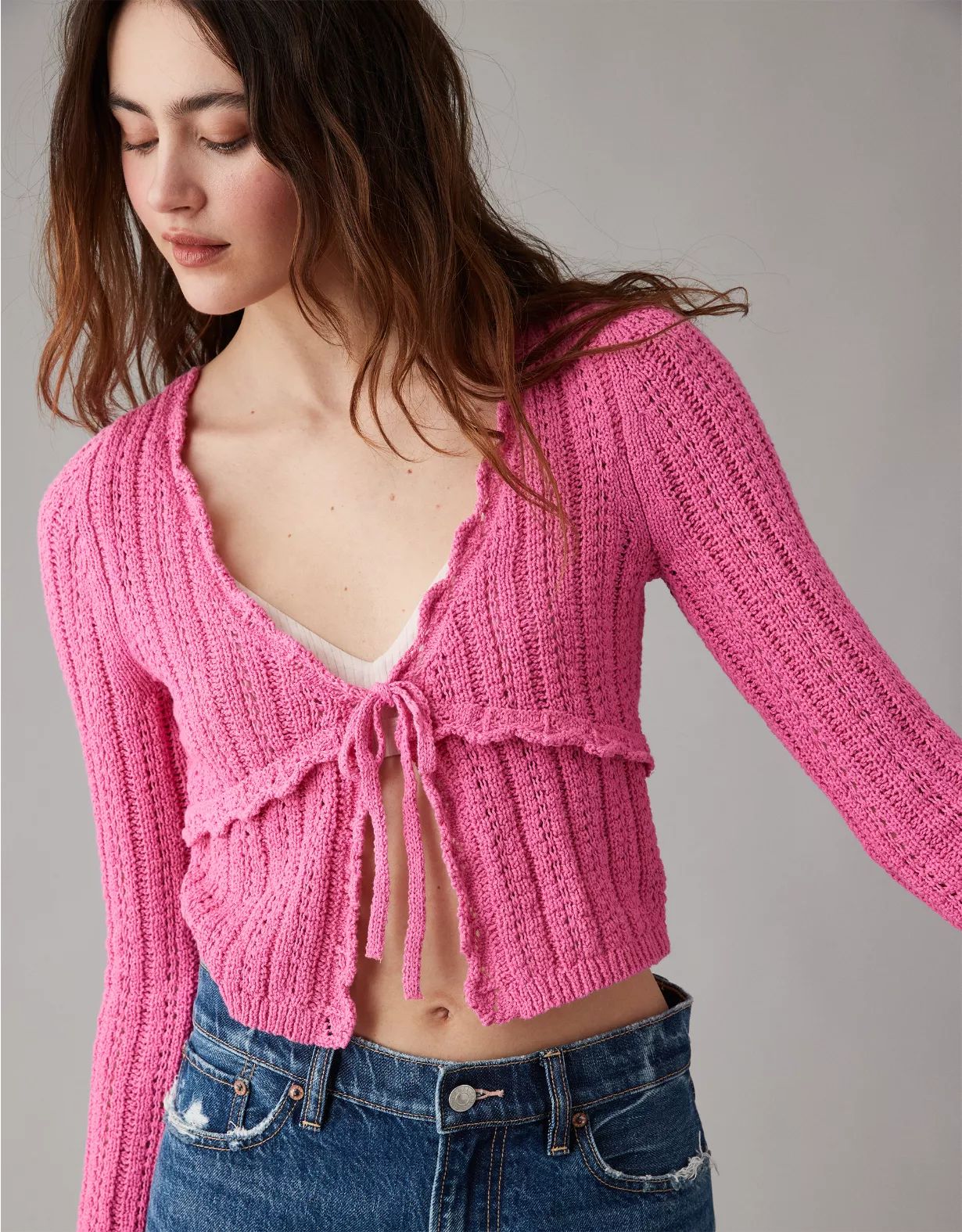 AE Crochet Tie-Front Cardigan | American Eagle Outfitters (US & CA)