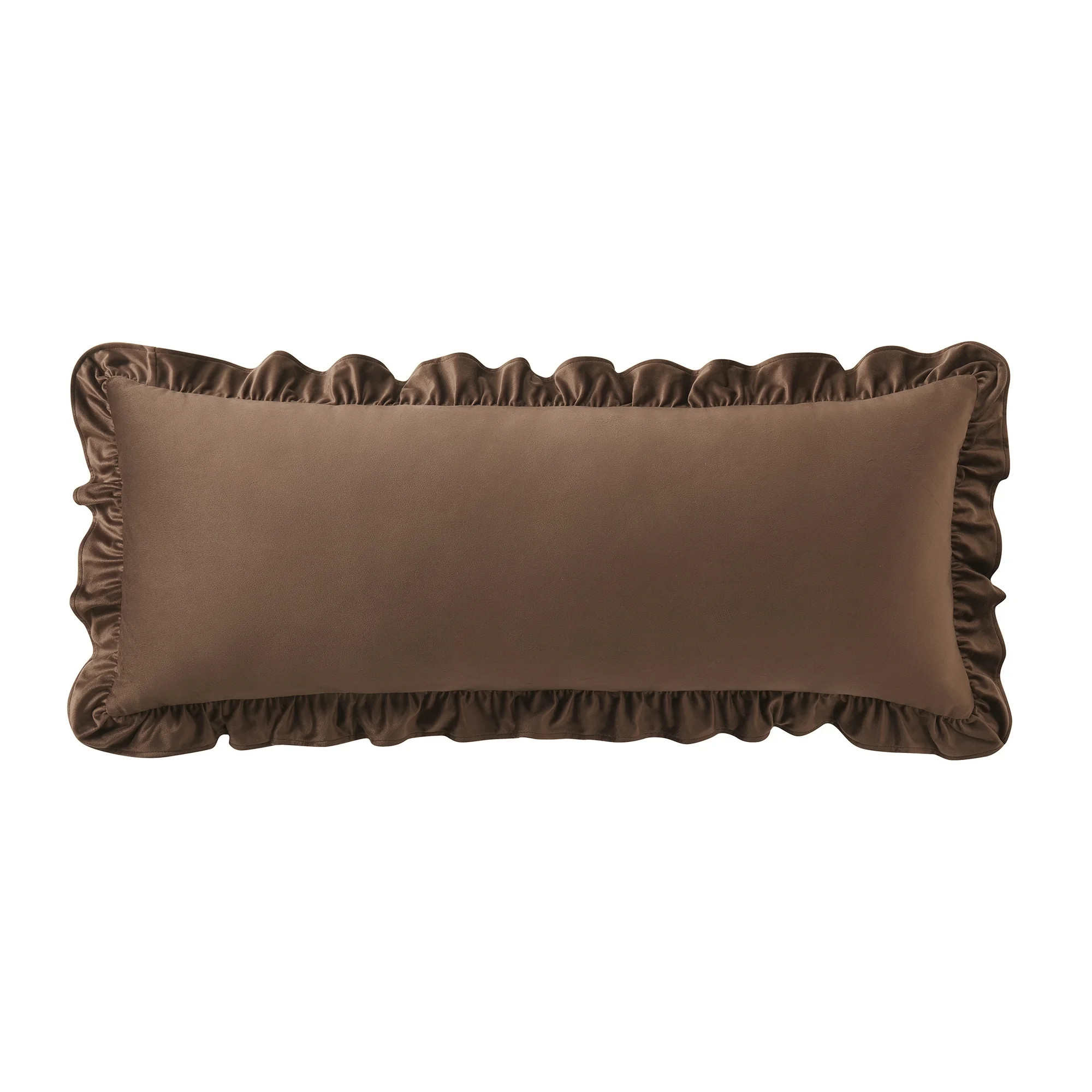 My Texas House 14" x 36" Brown Ruffle Oversized Lumbar Decorative Pillow | Walmart (US)