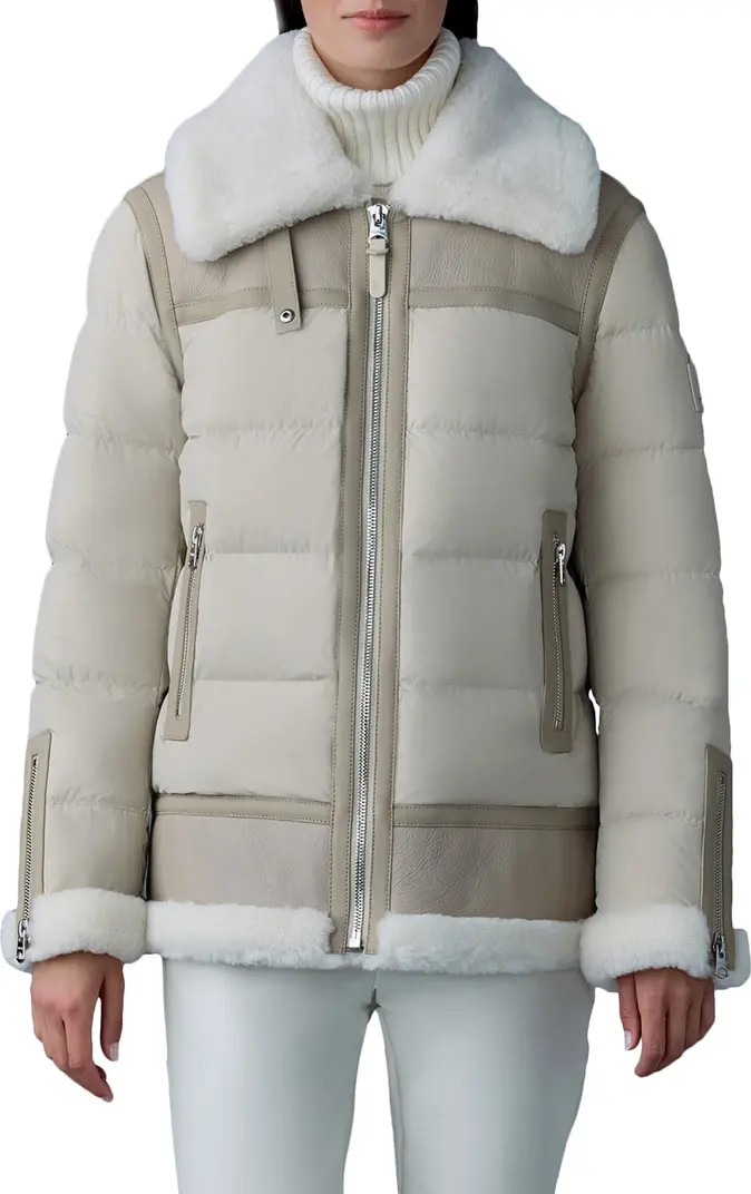 Mackage Vanna Mixed Media Genuine Shearling Down Puffer Coat | Nordstrom | Nordstrom