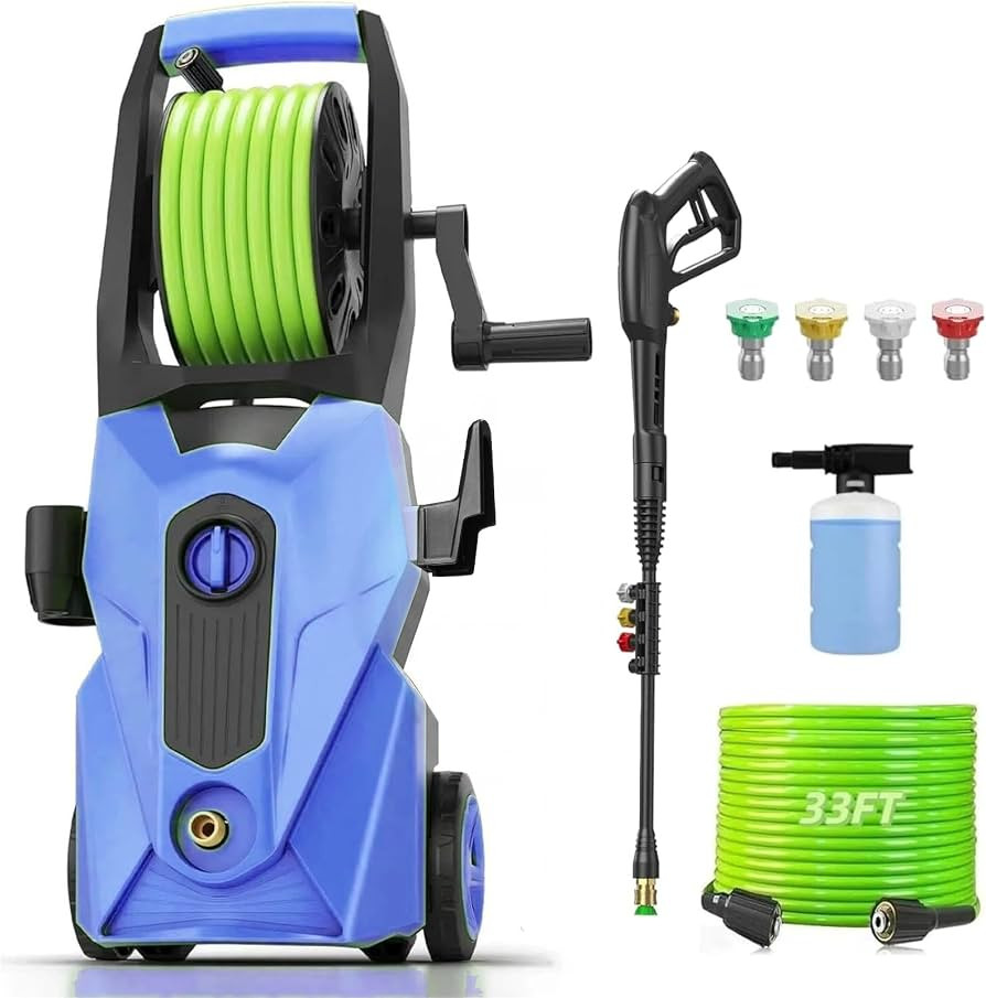 Pressure Washer 5000PSI High Power Washer with 33ft Pressure Hose Reel, 4 Nozzles and Foam Cannon... | Amazon (US)