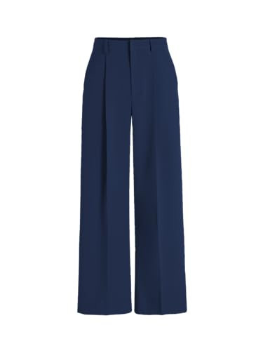 CIDER High Waist Pleated Wide Leg Pants: Dark Navy, XL | Amazon (US)