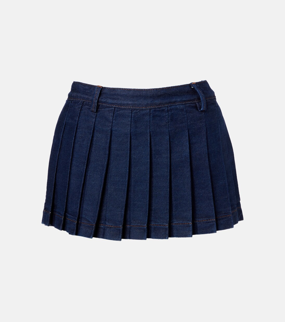 Pleated low-rise denim miniskirt | Mytheresa (US/CA)