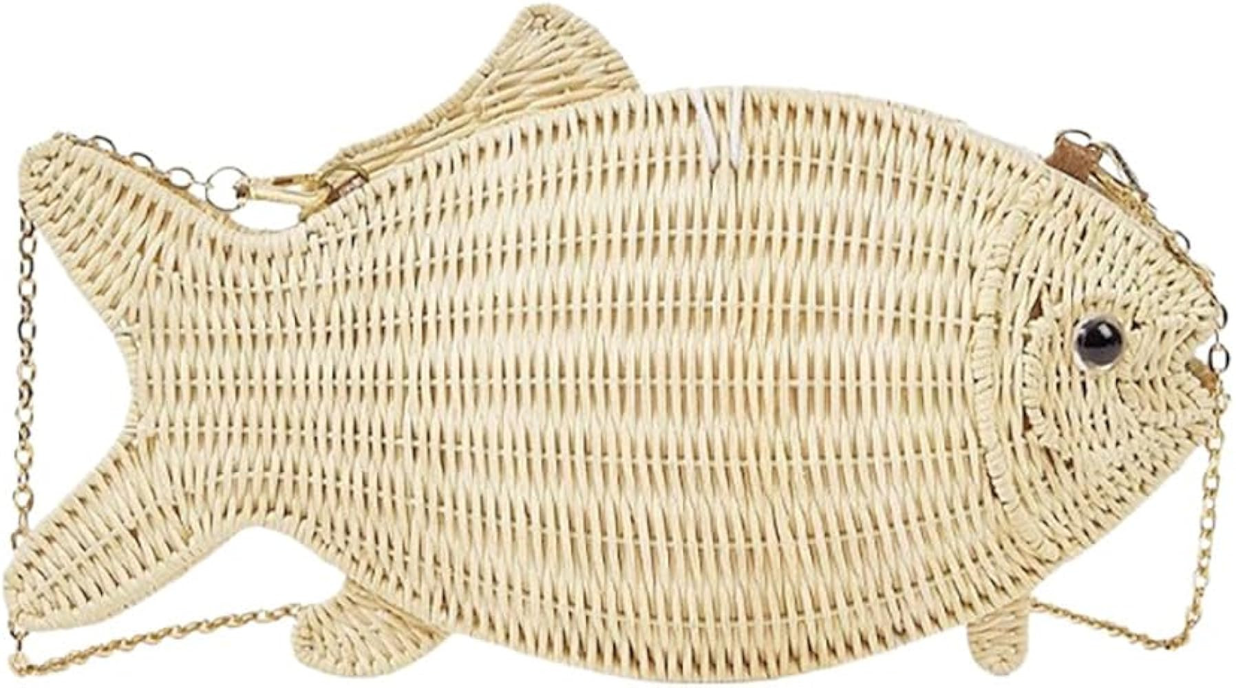 Women Cute Fish Shape Straw Tote Bag Handwoven Beach Clutch Summer Vacation Woven Top Handle Bag ... | Amazon (US)
