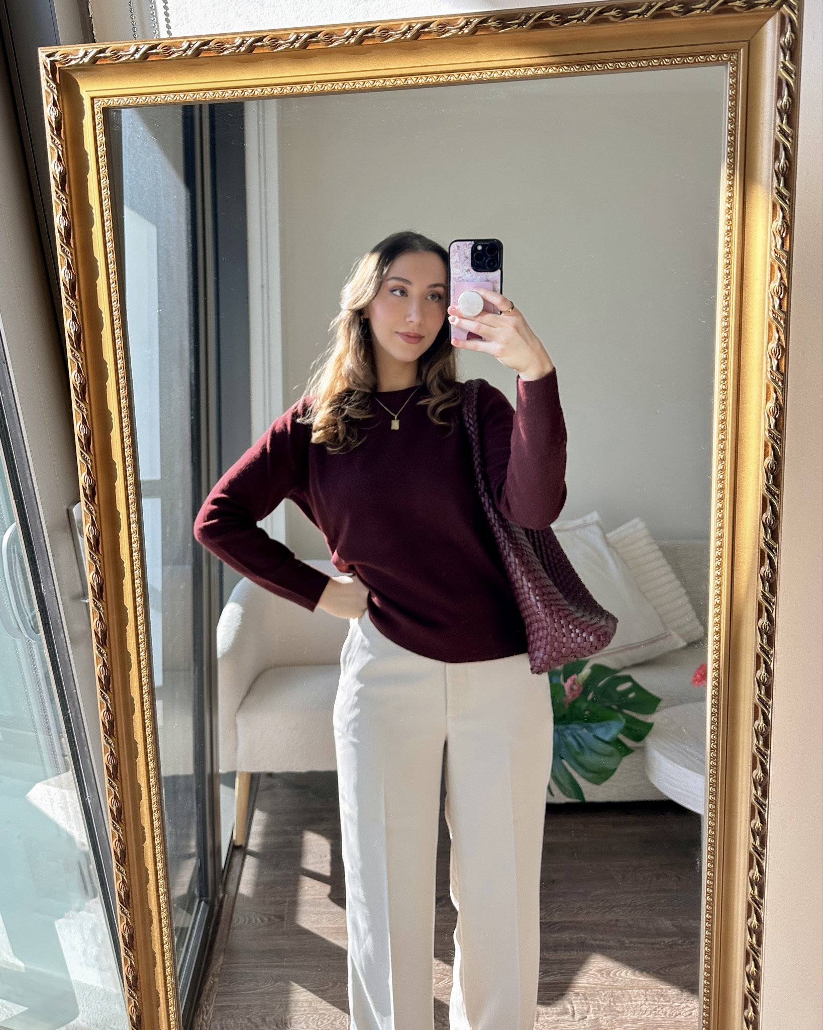 guys…I can’t believe I found this perfect fall cashmere sweater for only $50 ♥️ Quince has top quality staples for affordable prices through their factory-direct model. plus they’re sustainable and made of quality materials ☁️🪞🕯️🧸☁️

Wearing:
• mongolian cashmere crewneck - size m for a relaxed fit
• stretch crepe trousers - size 4 (I’m usually a 26/27 waist and wear a s or 2. I’d recommend sizing up in these pants) 
• mongolian cashmere straight leg pants - size small - has some stretch

🏷️ #thenoisetier #velvetdynasty #mybsisters #femfeed #parisianstyles #fallfashiontrends #cashmeresweater #cozygirl #pinterestgirls #poseideasforgirls #poseinspo #pinterestoutfits #neutraloutfits #falloutfitideas fall fashion trends, pose ideas for girls, girly inspo, minimal style daily, recreating pinterest outfits, fall aesthetic outfits, quince fashion, comfy outfit ideas, cozy girl era, that girl aesthetic, mirror selfie vibes, burgundy red sweater 

#LTKFindsUnder50 #LTKGiftGuide #LTKStyleTip
