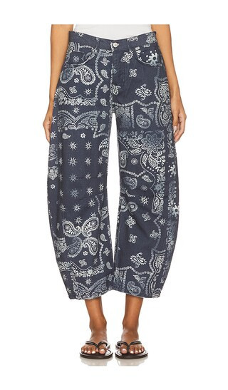 Free People x We The Free Good Luck Printed Barrel Jean in Blue. - size 29 | Revolve Clothing (Global)