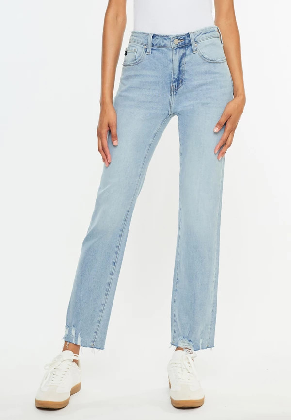 KanCan™ High Rise Ripped Hem Straight Jean | Maurices