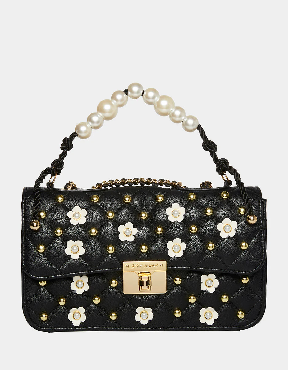 SO SWEET PEARL SWAG BAG BLACK | Betsey Johnson