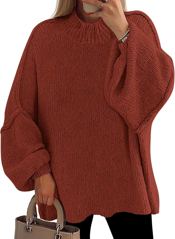PRETTYGARDEN Women's 2026 Fall Oversized Sweaters Chunky Knit Mock Neck Long Sleeve Casual Trendy... | Amazon (US)