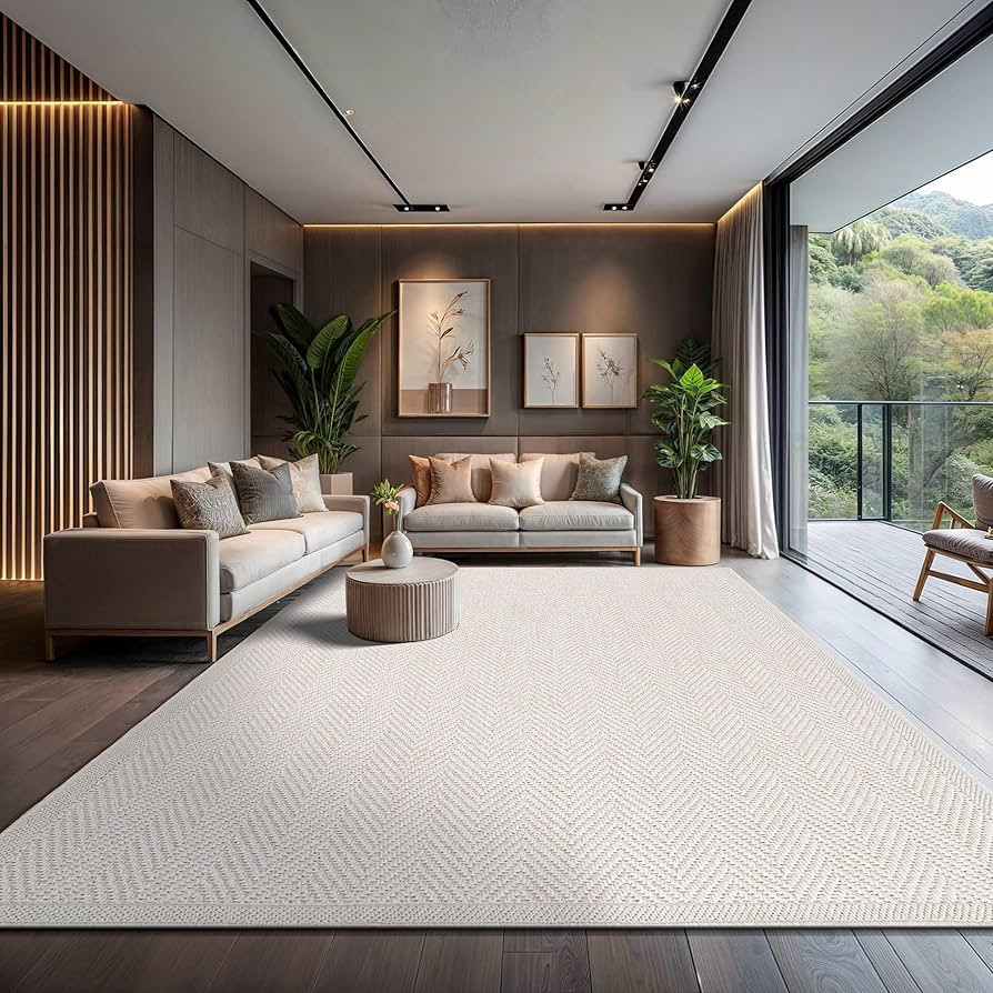 CAMILSON Easy Jute Rug 10x14, Indoor Outdoor Off-White Color Fiber Area Rugs for Living Room and ... | Amazon (US)