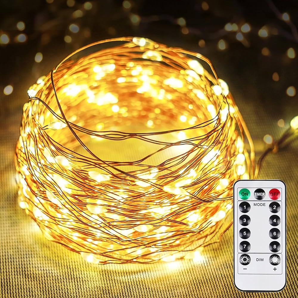 66FT 200 LED Fairy Lights Plug in with Timer and Remote, Waterproof Christmas Lights Indoor Outdo... | Amazon (US)