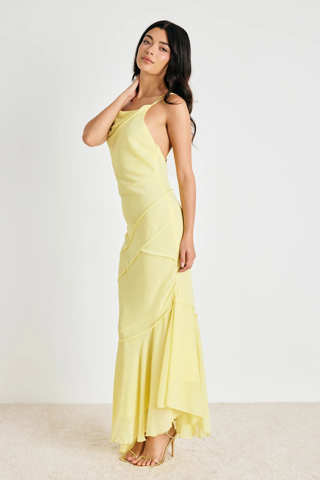 Lanista Light Yellow Strappy Asymmetrical Maxi Dress | Lulus