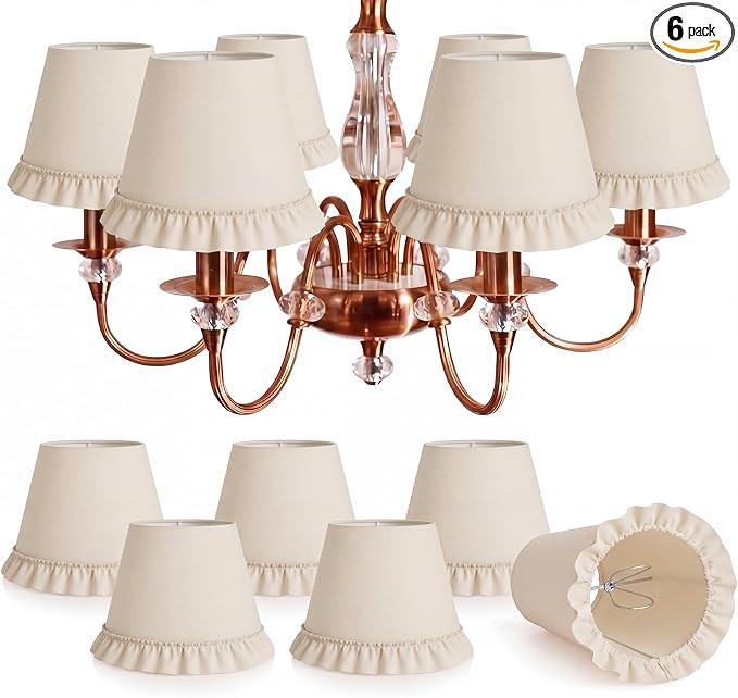 Gerrii 6 Pack Chandelier Lamp Shades 2.9" Top x 6" Bottom x 5.1"high Mini Ruffled Shade Small Lam... | Amazon (US)