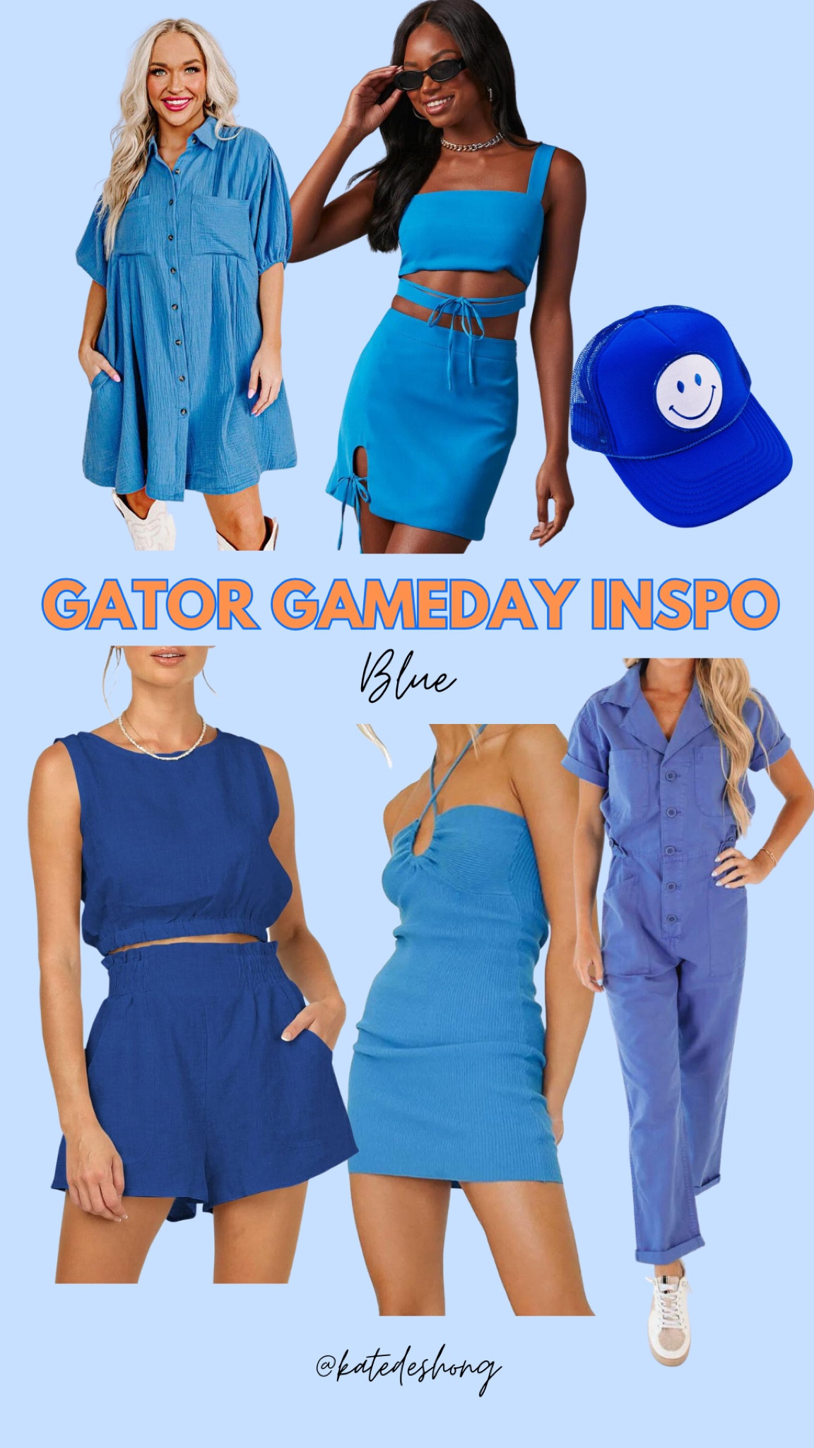 College game day , blue , orange and blue , florida gators , gator game day , royal blue , dark blue 

#LTKfindsunder100 #LTKSeasonal #LTKstyletip
