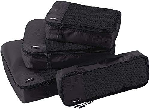 AmazonBasics 4 Piece Packing Travel Organizer Cubes Set, Black | Amazon (US)