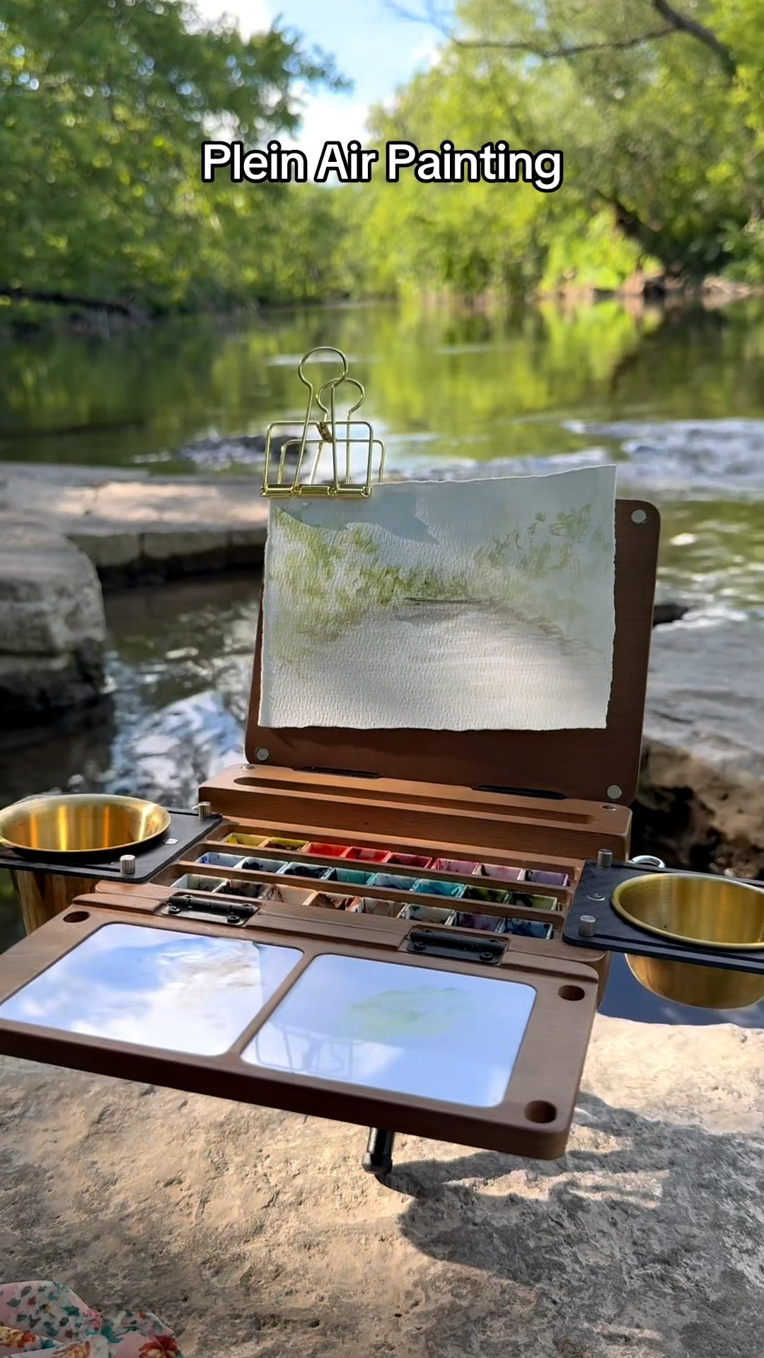 @fuumuui let me try out this gorgeous palette. 
It does come with an adjustable crossbody strap and wrist strap. It does NOT include a tripod, I purchased separately for 15. The half pans are magnetized. This palette isn’t very practical for everyday however it is perfect for an immersive luxury experience. I found the setup very meditative. Overall the lightweight grey version is still my everyday go-to, but this is my aesthetic palette for a full plein air experience. Which would you pick? #watercolor #pleinair #Travel #painting #Luxuryartsupplies

#LTKHome #LTKselfcare #LTKvlog