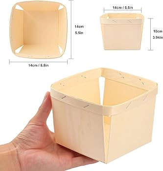 24 Pack Quart Wooden Berry Baskets for Picking Fruits, 5.75 Inch Small Square Wooden Berry Basket... | Amazon (US)