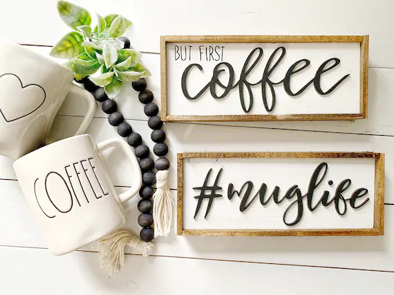 3D signs / coffee bar signs / coffee decor / coffee signs / kitchen signs / muglife / but first c... | Etsy (US)
