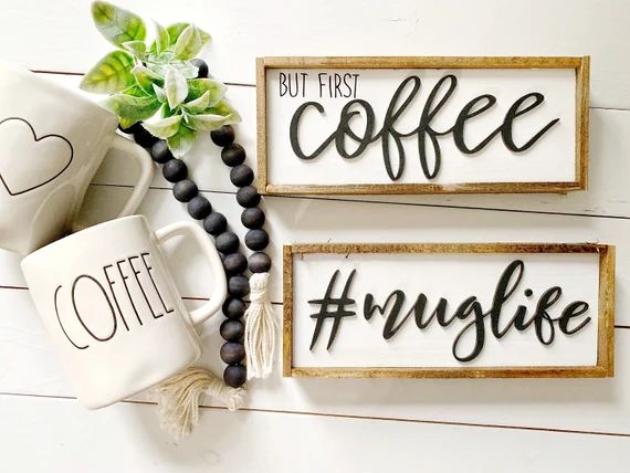 3D signs / coffee bar signs / coffee decor / coffee signs / kitchen signs / muglife / but first c... | Etsy (US)