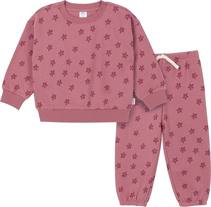 Gerber Baby Girls' Toddler 2-piece Fleece Sweatshirt and Jogger Set | Amazon (US)