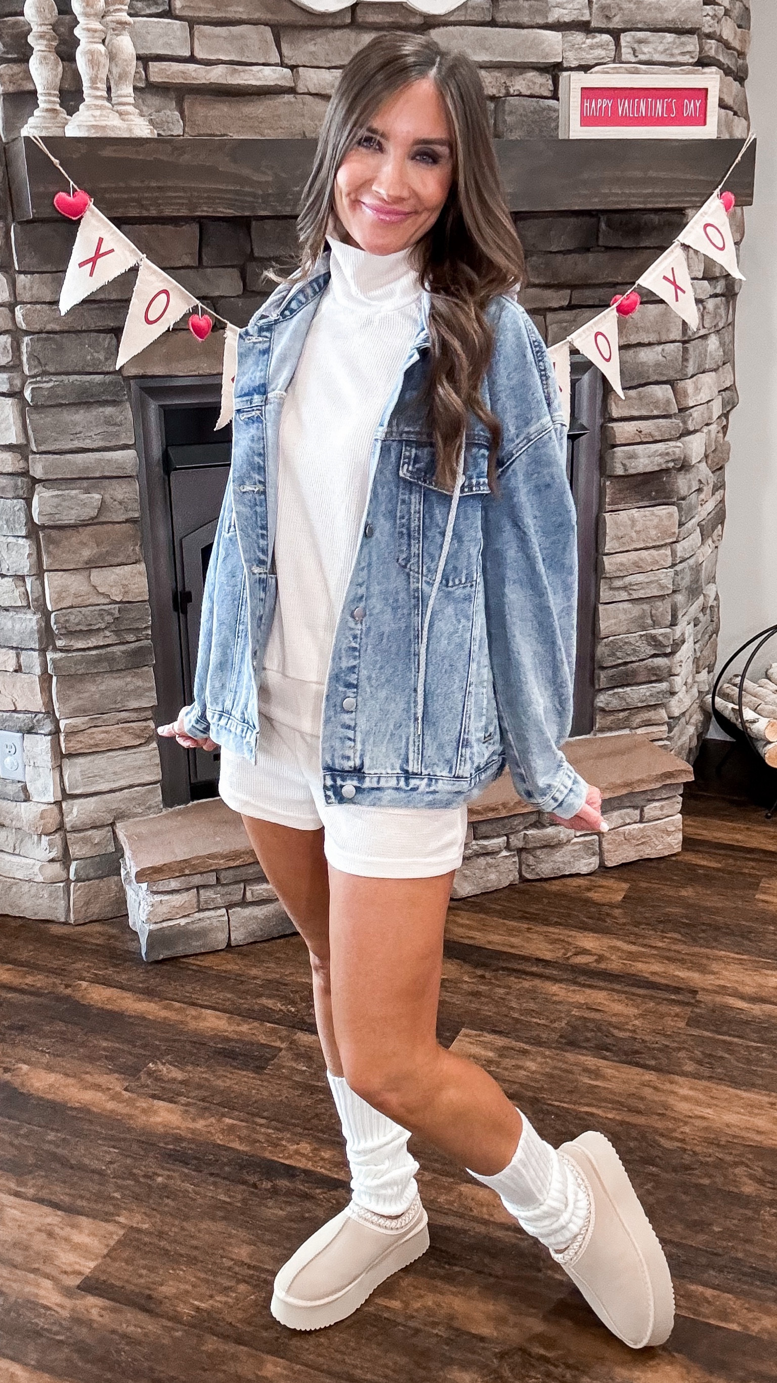 Amazon fashion, Amazon style, comfy two piece set, oversized denim jacket, jean jacket, leg warmers, Ugg tasmans inspired slippers, loungewear 

#LTKfindsunder50 #LTKshoecrush #LTKstyletip