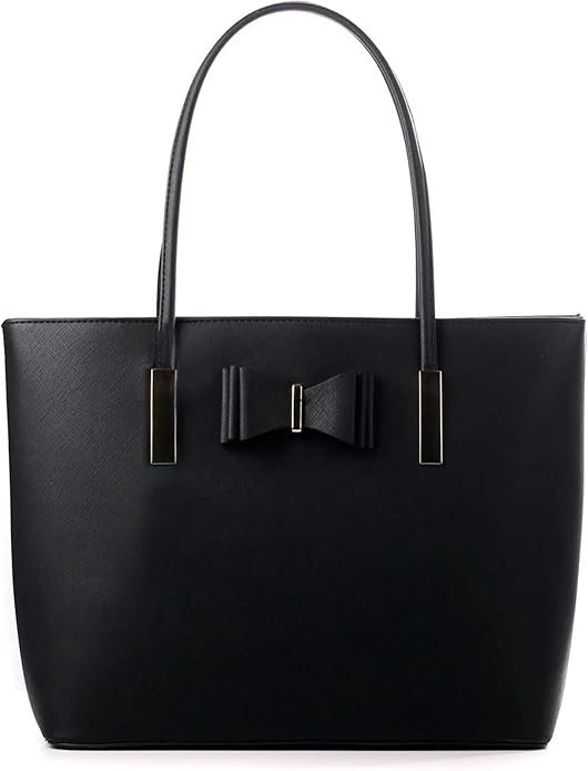 Travel Tote Bag for Women Black Purse Fashion Bow With Zip Large Shoulder Bag Top Handle Handbag ... | Amazon (US)