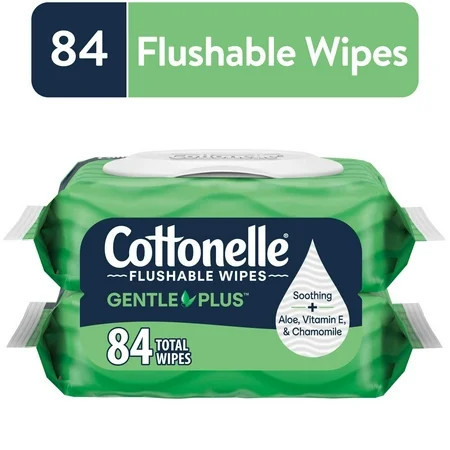 Cottonelle Gentle Plus Flushable Wet Wipes, 2 Flip-Top Packs | Walmart (US)