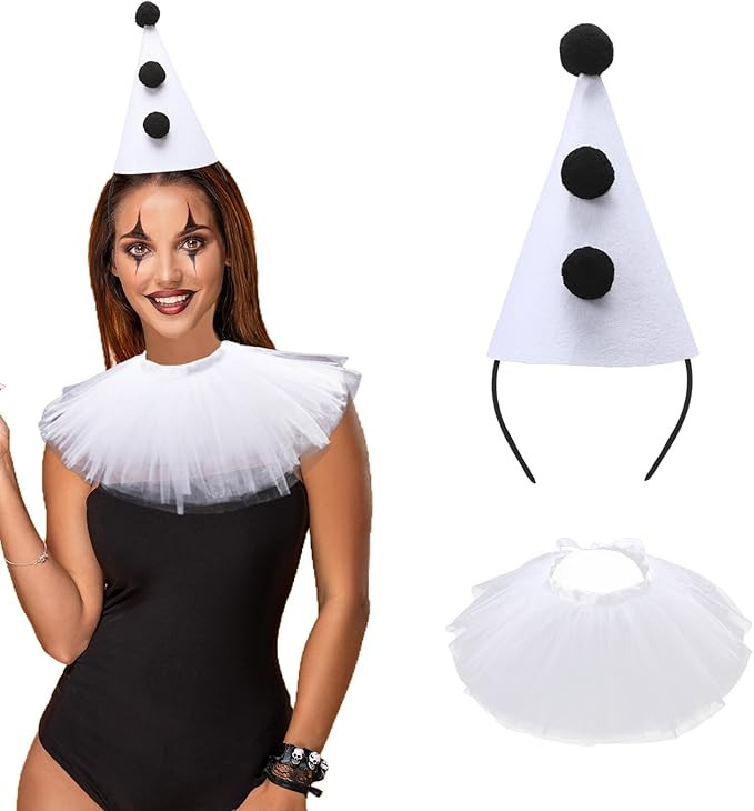 2 Pcs Halloween Clown Accessories for Women Pierrot Clown Hat Headband Jester Hat Vintage Clown C... | Amazon (US)