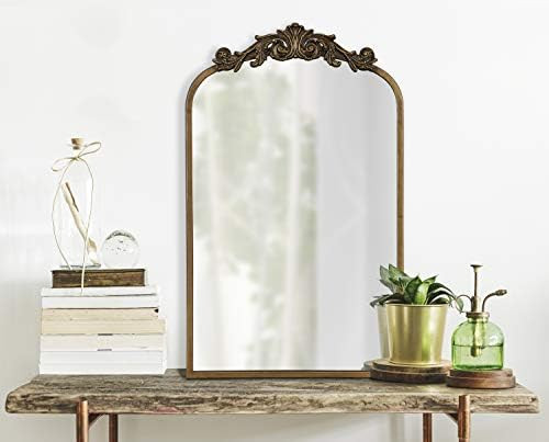 Kate and Laurel Arendahl Traditional Arch Mirror, 19" x 30.75", Gold, Baroque Inspired Wall Decor | Amazon (US)