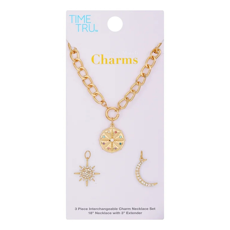 Time and Tru Women's Gold-Tone Interchangeable Celestial Theme Charms Necklace. | Walmart (US)