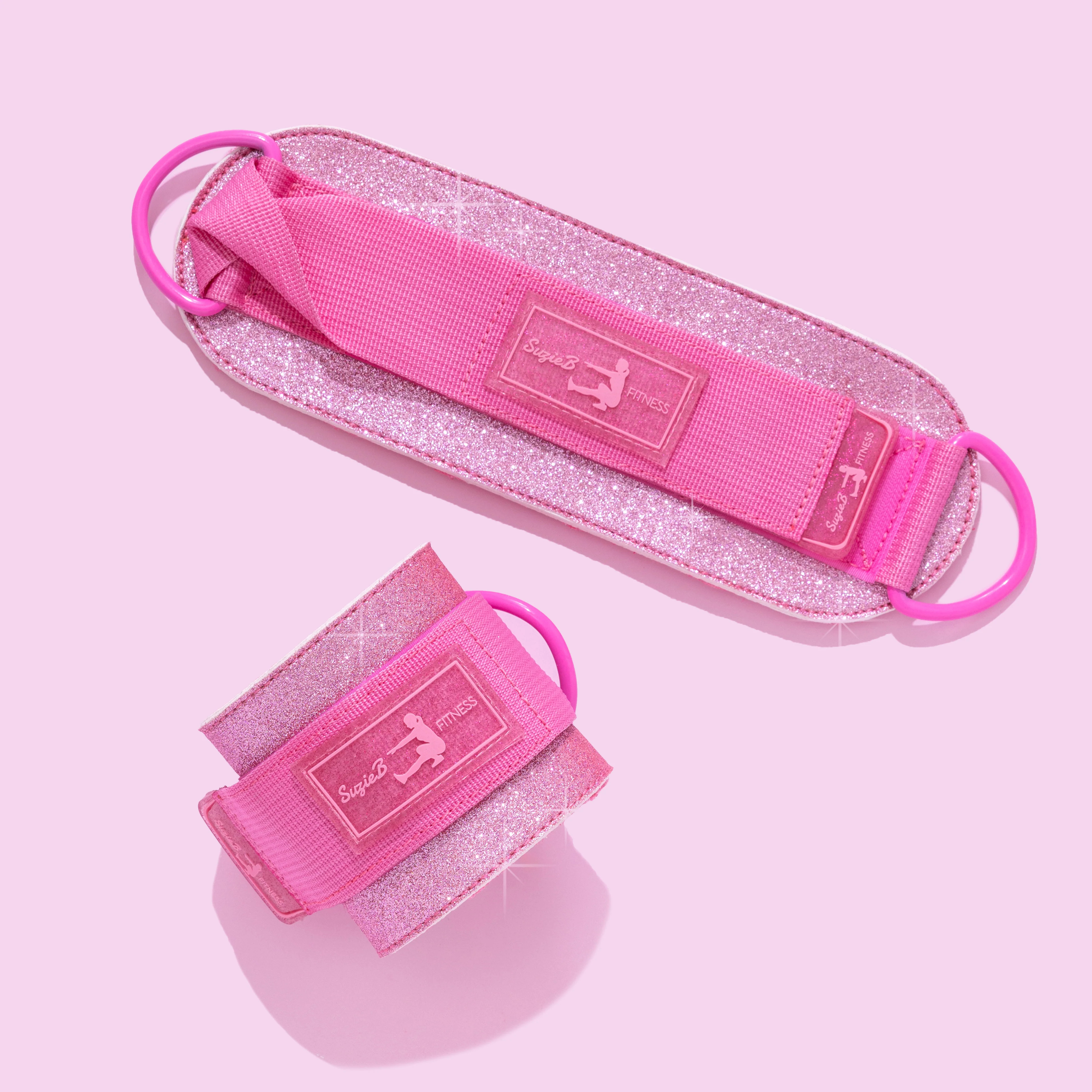 PRE - ORDER PINK SPARKLE ANKLE STRAPS | SuzieB Fitness